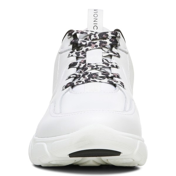 Vionic Trainers Ireland - Aris Lace Up Sneaker White Leopard - Womens Shoes On Sale | KNBMS-2503